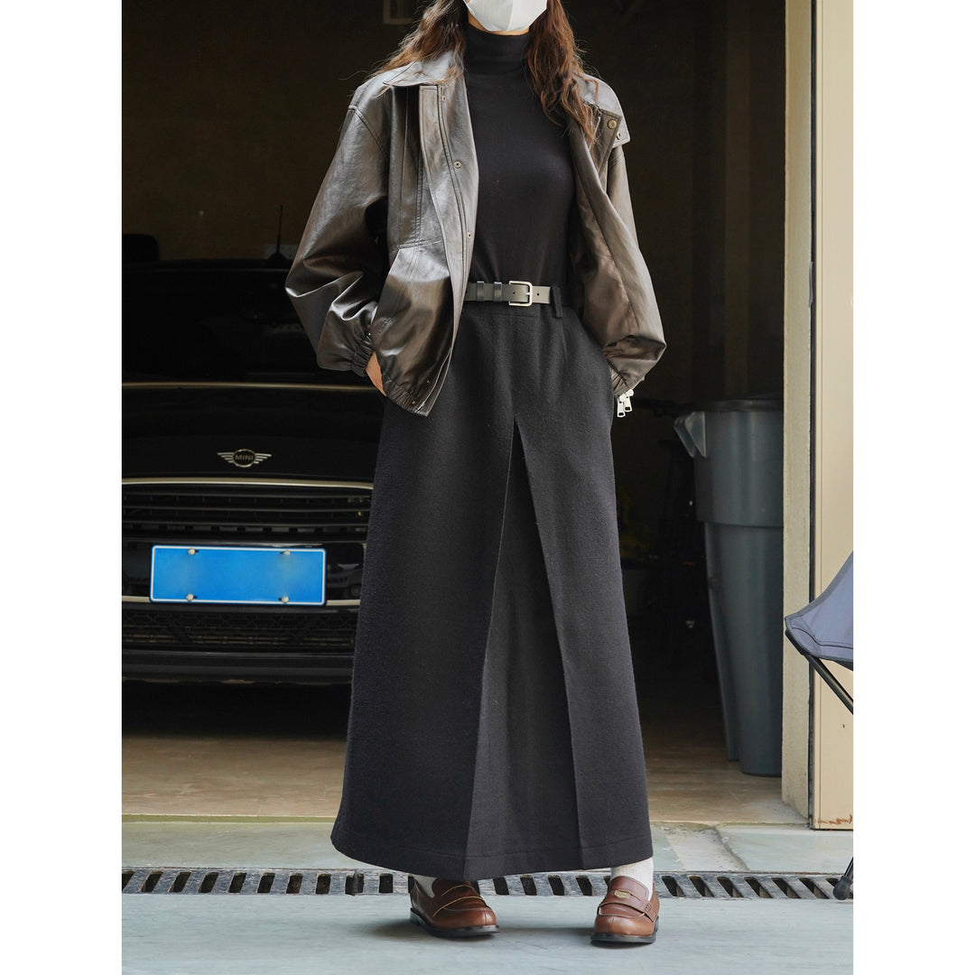 Damen Midirock mit hohem Bund und zentraler Kellerfalte Nord Taschen