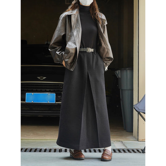 Damen Midirock mit hohem Bund und zentraler Kellerfalte Nord Taschen