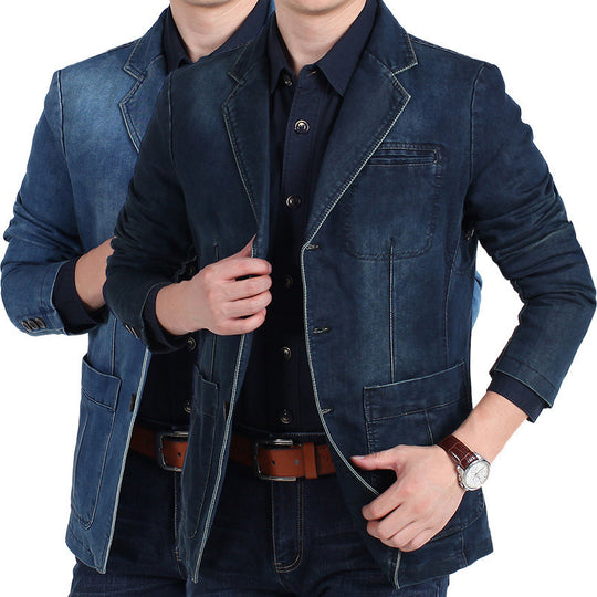Herren Eleganter Denim Blazer Nord Taschen