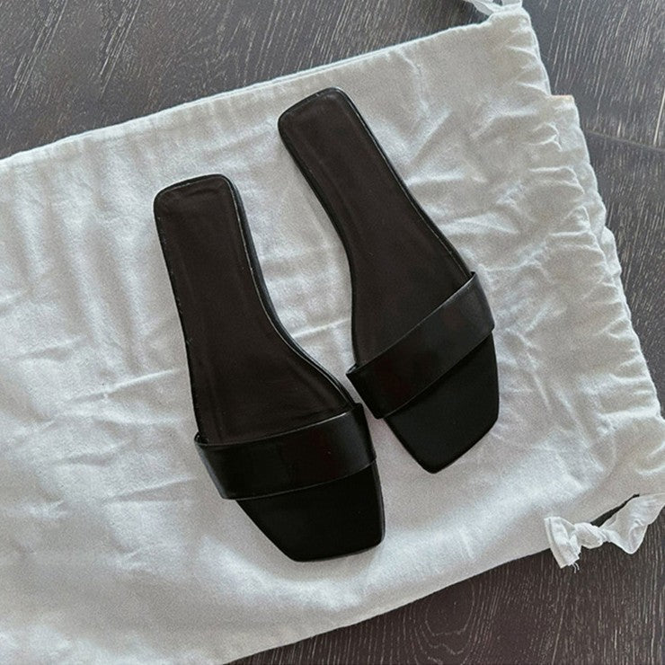 Damen elegante Badesandalen mit breitem Riemendesign und weicher Sohle