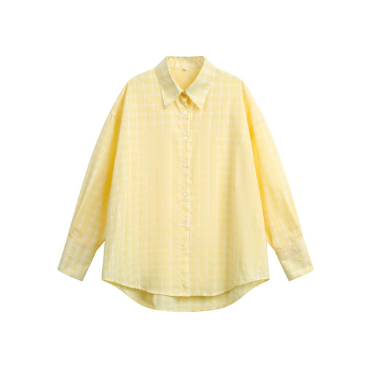 Damen Oversize-Bluse mit feinem Karomuster, Drop-Shoulder und verlängerter Rückenpartie Nord Taschen