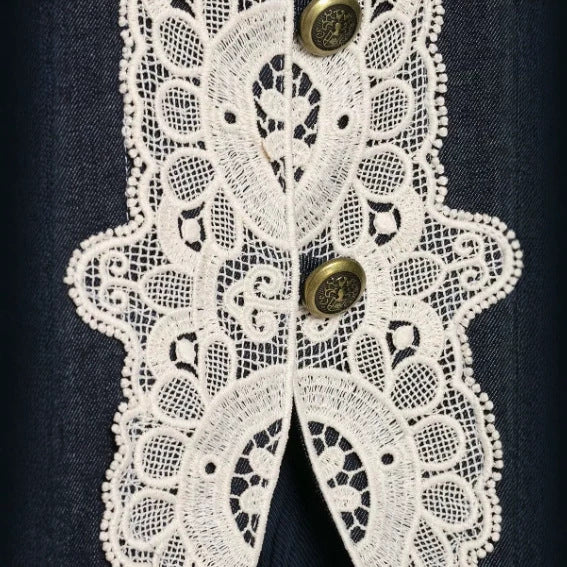 Damen Kurzblazer im Bolero‑Stil mit Spitzenbesatz und Stehkragen Nord Taschen