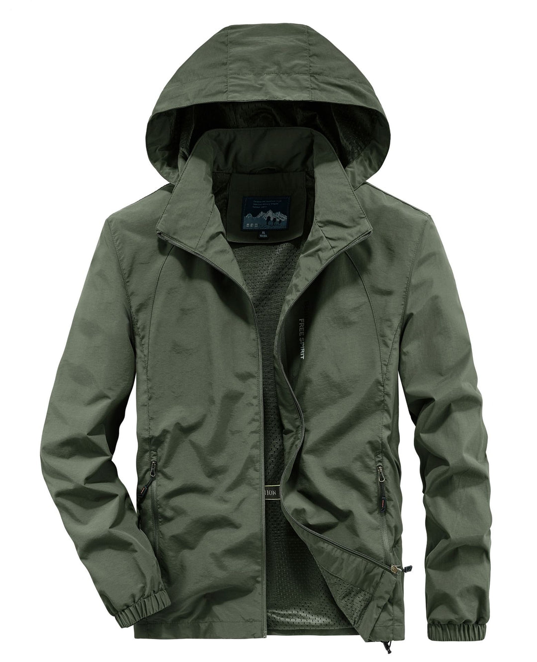 Herren Ultraleichte Atmungsaktive Kapuzenjacke mit perforiertem Mesh‑Futter und Reißverschlusstaschen Nord Taschen