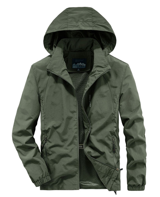 Herren Ultraleichte Atmungsaktive Kapuzenjacke mit perforiertem Mesh‑Futter und Reißverschlusstaschen Nord Taschen