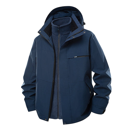 Herren zweilagige Funktions-Übergangsjacke mit abnehmbarer Fleece-Innenjacke, Kapuze & wasserabweisender Hülle Nord Taschen