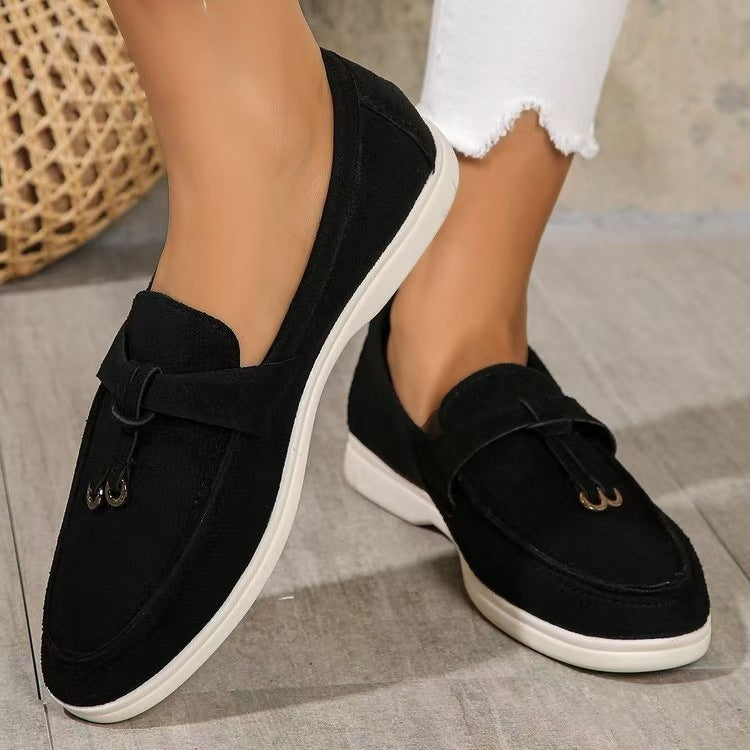 Damen nan elegante Mokassin-Loafer mit dekorativer Ringschlaufe, weichem Komfortfußbett und flexibler Leichtsohle Nord Taschen