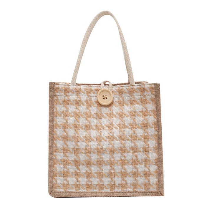 Damen Jute-Tasche mit modernem Zebra-Design und naturbelassenem Anstrich Nord Taschen