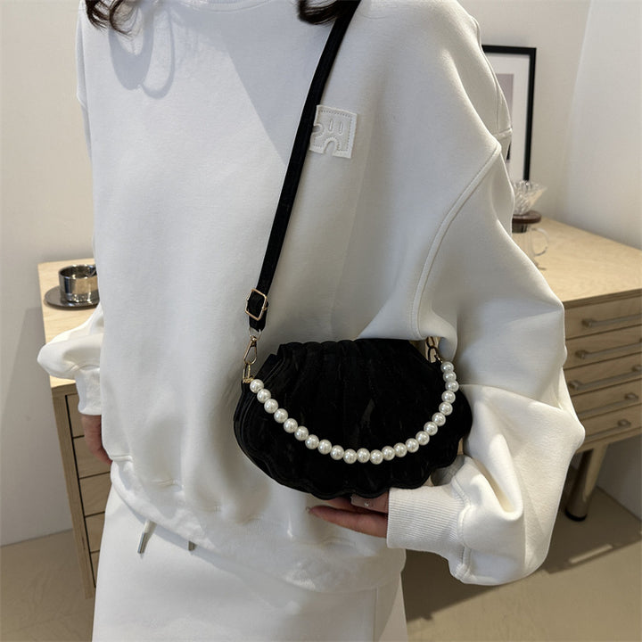 Damen modische Umhängetasche mit einer prächtigen Rüschendetails und eleganten Perlenakzenten Nord Taschen