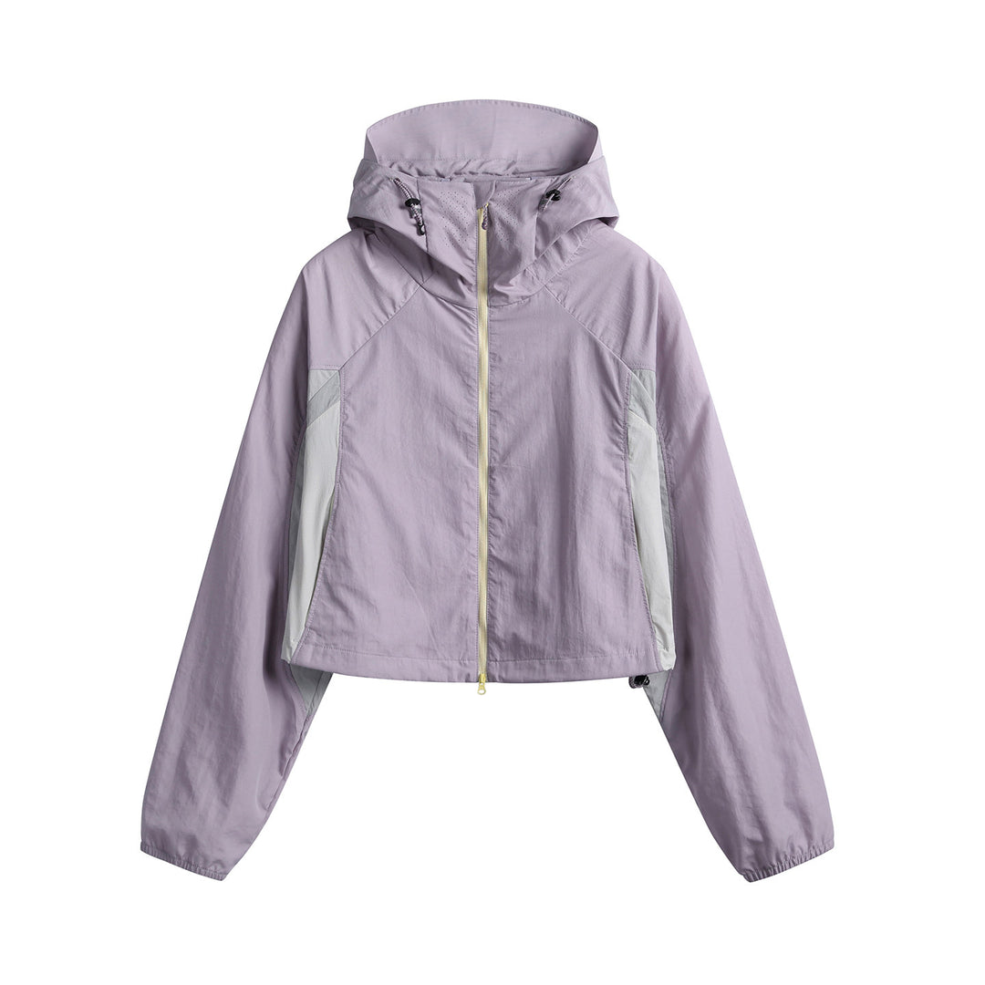 Damen Kurz geschnittene Kapuzen-Windjacke mit technischen Einsätzen Nord Taschen