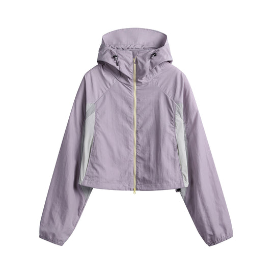 Damen Kurz geschnittene Kapuzen-Windjacke mit technischen Einsätzen Nord Taschen