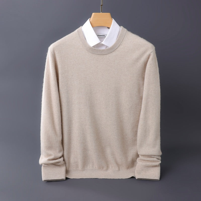 Herren Feiner Rundhals-Strickpullover in Kaschmir‑Optik mit gerippten Bündchen Nord Taschen
