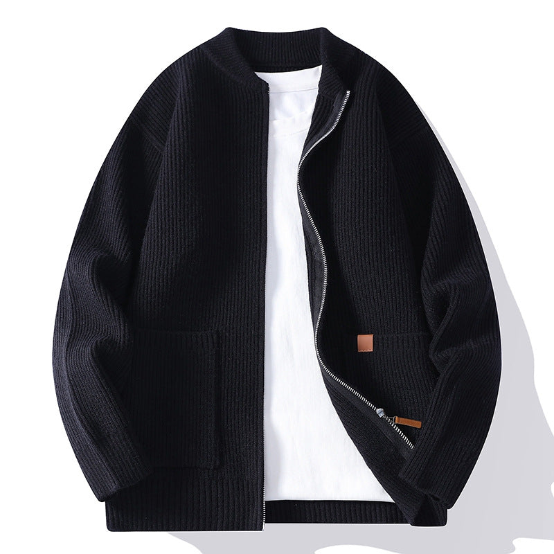 Herren gerippte Strickjacke mit durchgehendem Reißverschluss und aufgesetzten Taschen Nord Taschen