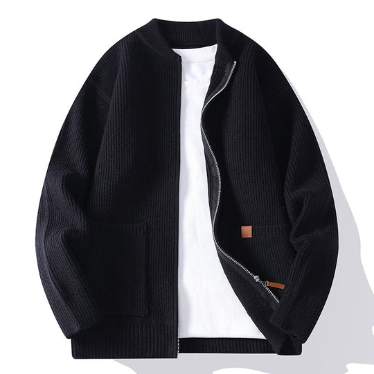 Herren gerippte Strickjacke mit durchgehendem Reißverschluss und aufgesetzten Taschen Nord Taschen