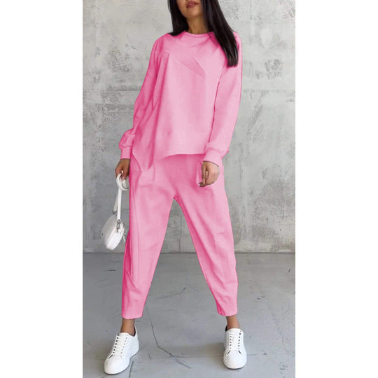 Damen Lässiges Zweiteiliges Lounge-Set mit Oversize-Sweatshirt und taillierter Tapered-Hose Nord Taschen