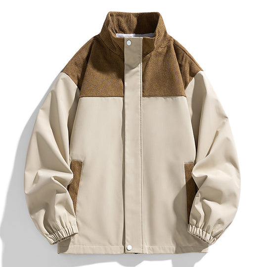 Damen Oversize-Übergangsjacke mit Cordbesatz und Stehkragen Nord Taschen