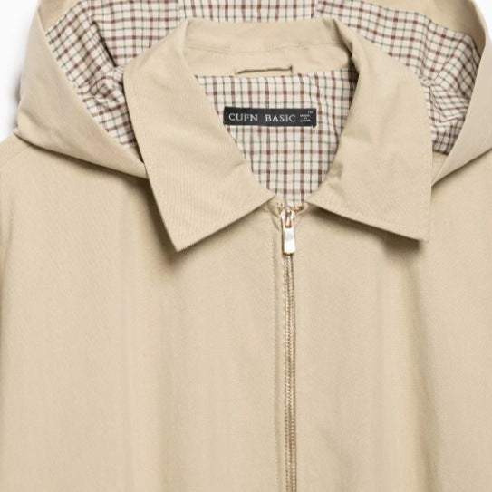 Damen Leichte Kapuzenjacke im Boxy‑Schnitt mit Kordelzug und Karofutter Nord Taschen