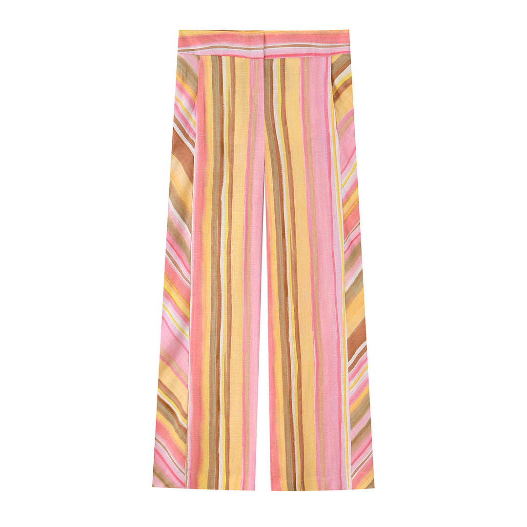 Damen 50+ hochtaillierte weite Palazzo‑Hose mit vertikalem Streifenmuster Nord Taschen