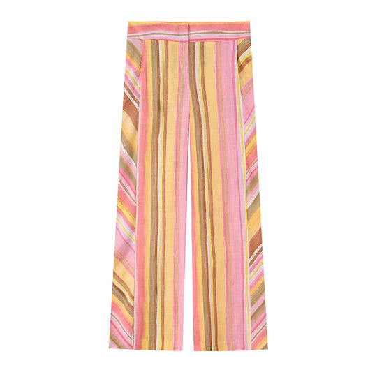 Damen 50+ hochtaillierte weite Palazzo‑Hose mit vertikalem Streifenmuster Nord Taschen