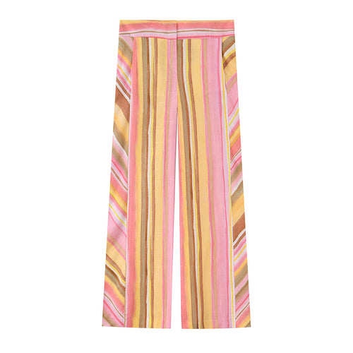 Damen 50+ hochtaillierte weite Palazzo‑Hose mit vertikalem Streifenmuster Nord Taschen