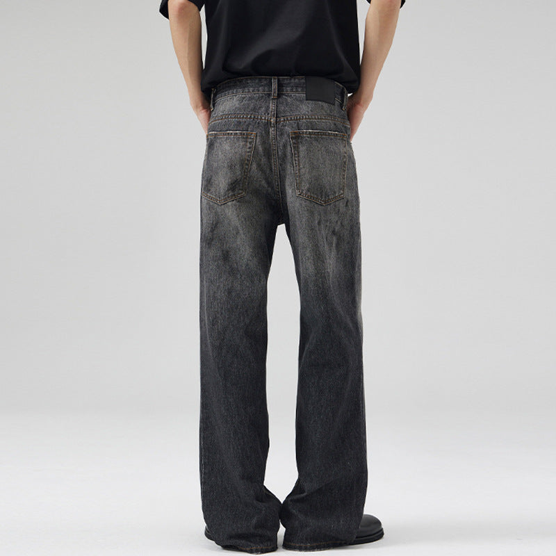 Herren Relaxed‑Straight Denim-Jeans mit Vintage-Waschung und verlängertem Saum Nord Taschen