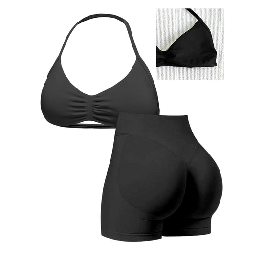 Damen Sport-Bikini-Oberteil mit hoch geschnittenen Shorts und nahtlosem Design