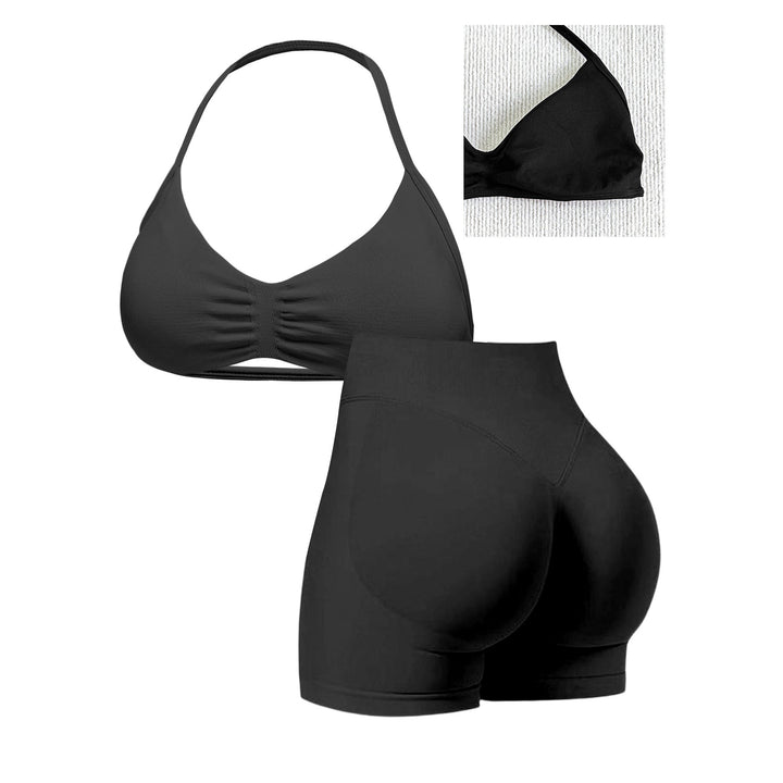 Damen Sport-Bikini-Oberteil mit hoch geschnittenen Shorts und nahtlosem Design