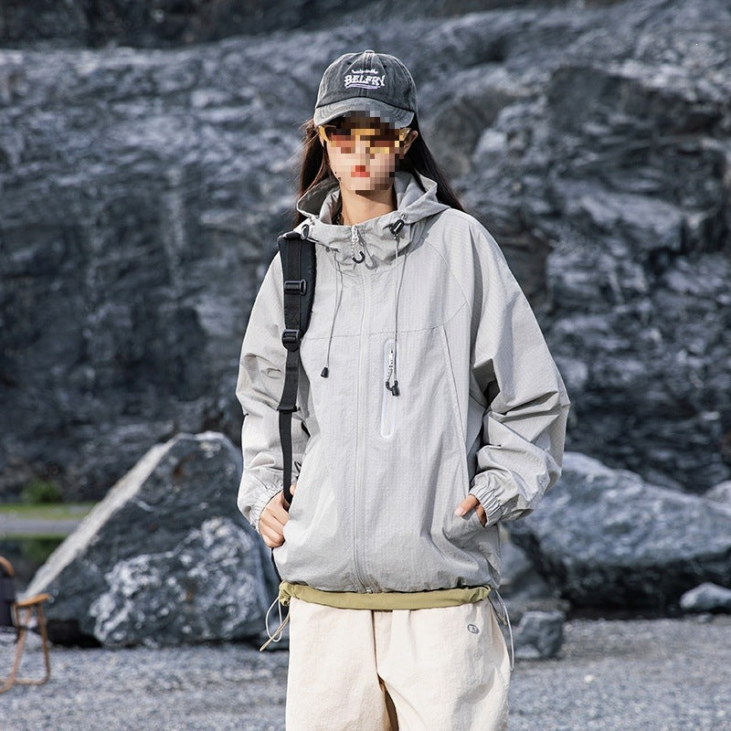 Herren Atmungsaktive Kapuzen-Fieldjacke mit verstaubarer Kapuze und reflektierendem Brustreißverschluss Nord Taschen