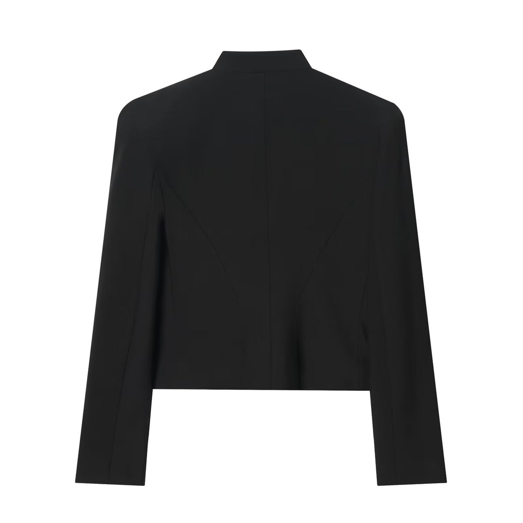 Damen Cropped Military-Blazer mit ornamentaler Kordelverzierung und Stehkragen Nord Taschen