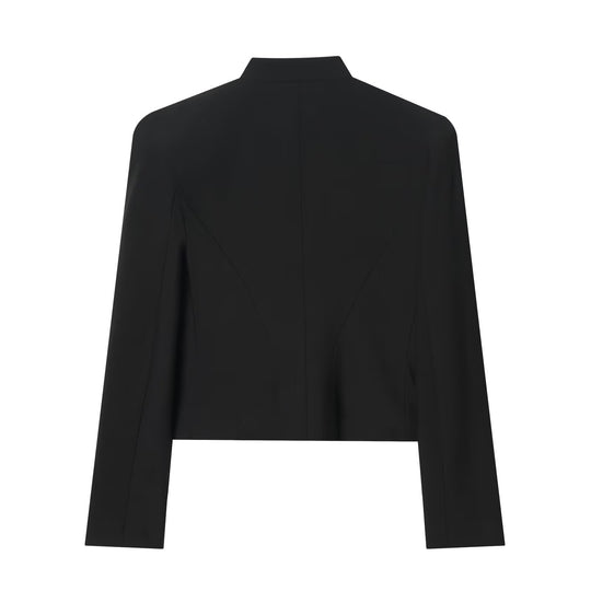 Damen Cropped Military-Blazer mit ornamentaler Kordelverzierung und Stehkragen Nord Taschen