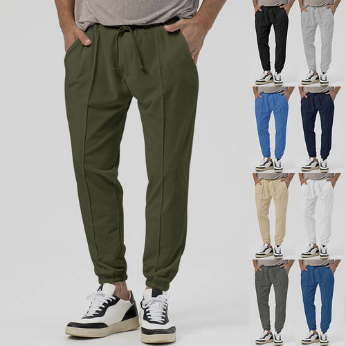 Herren Tapered-Jogginghose im Leinenlook mit Bügelfalte und Bündchen Nord Taschen