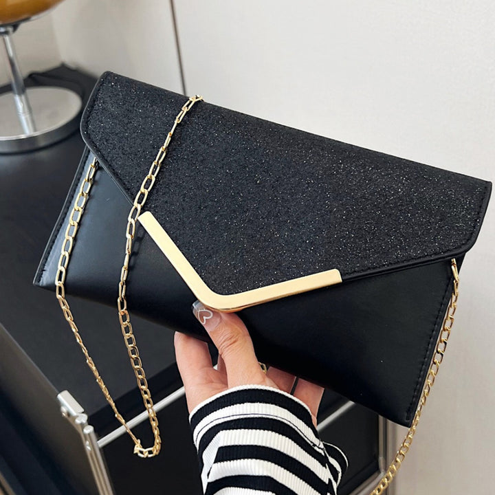 Damen Glamouröse Clutch-Tasche mit funkelndem Obertuch und goldenen Akzenten Nord Taschen