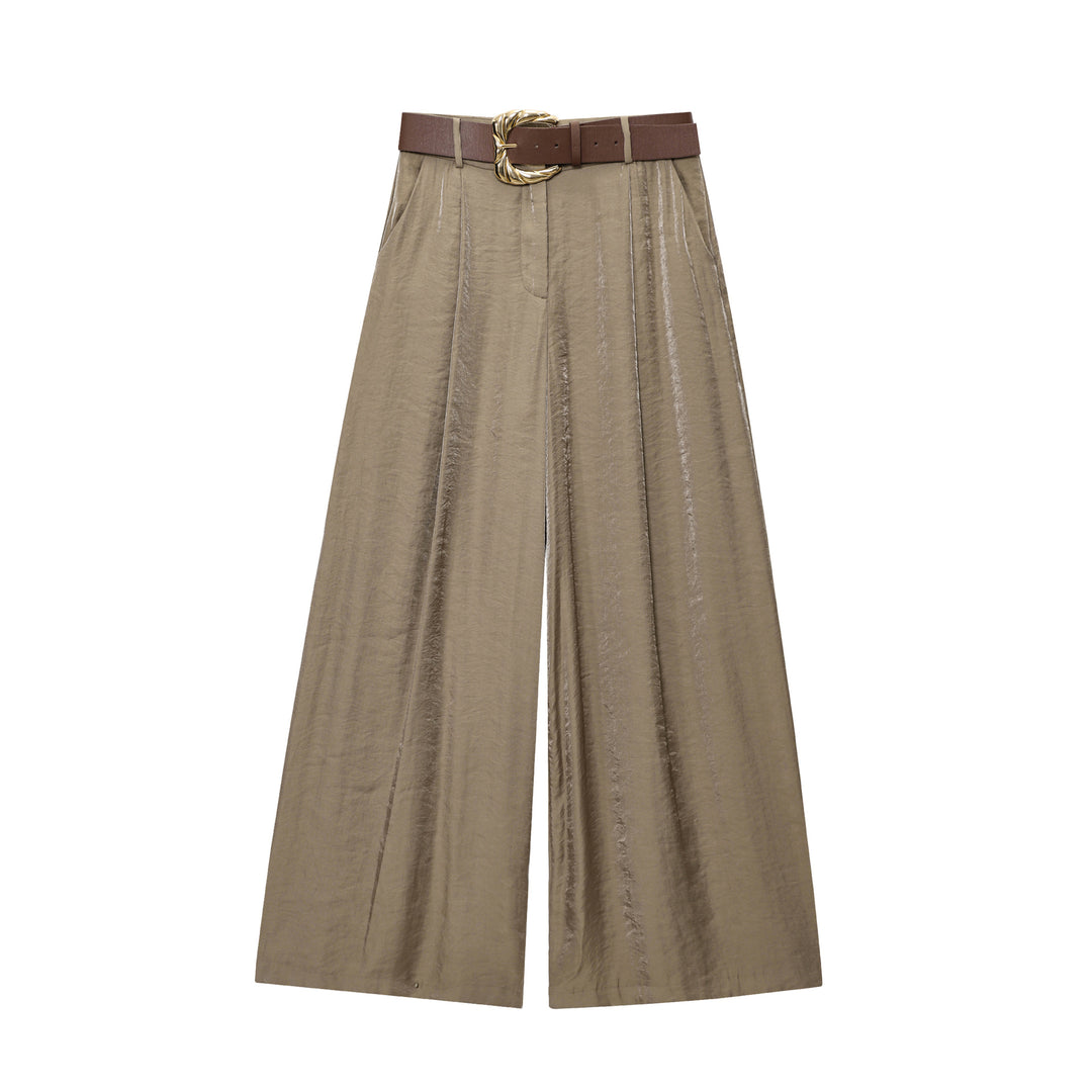 Damen 50+ weite High‑Waist Midirock mit zentralem Schlitz und dekorativem Gürtel Nord Taschen