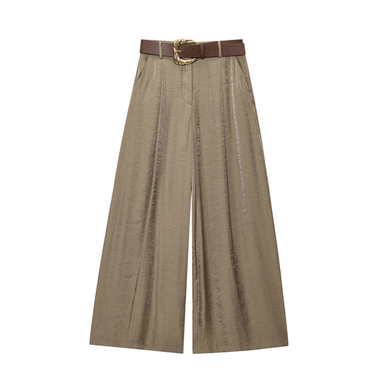 Damen 50+ weite High‑Waist Midirock mit zentralem Schlitz und dekorativem Gürtel Nord Taschen