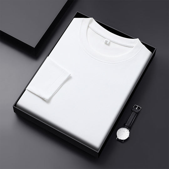 Herren Langarmshirt aus Premium-Baumwollmix mit Rundhalsausschnitt und feiner Rippstruktur Nord Taschen