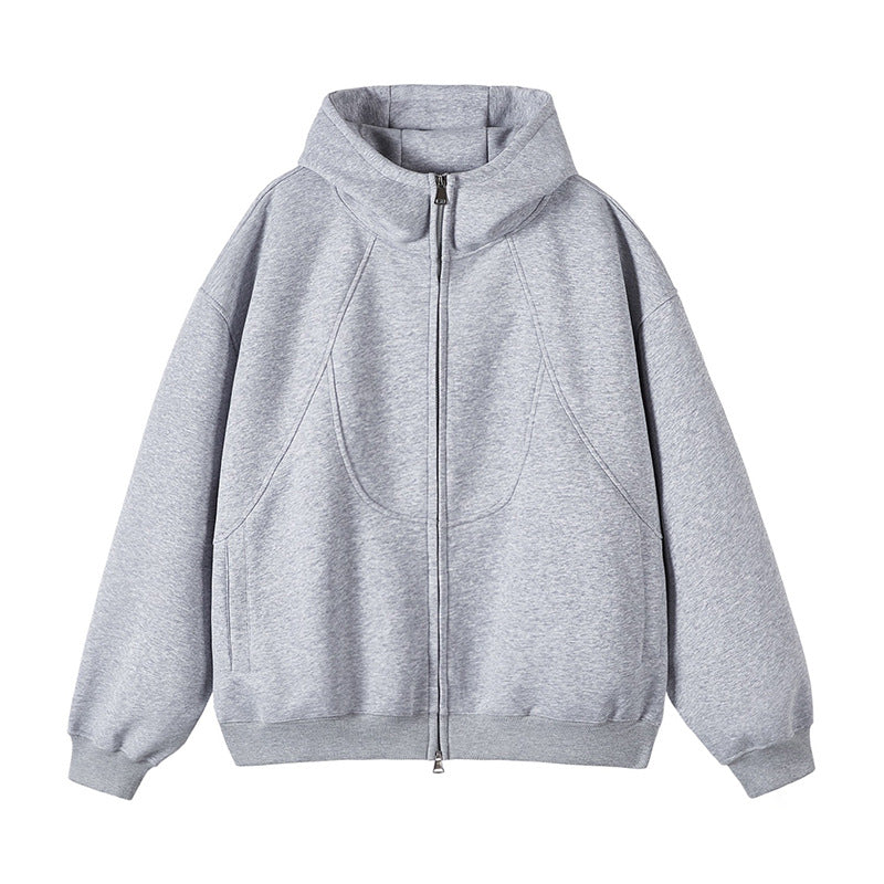 Unisex Oversize-Kapuzen-Sweatjacke mit hohem Stehkragen und durchgehendem Reißverschluss Nord Taschen