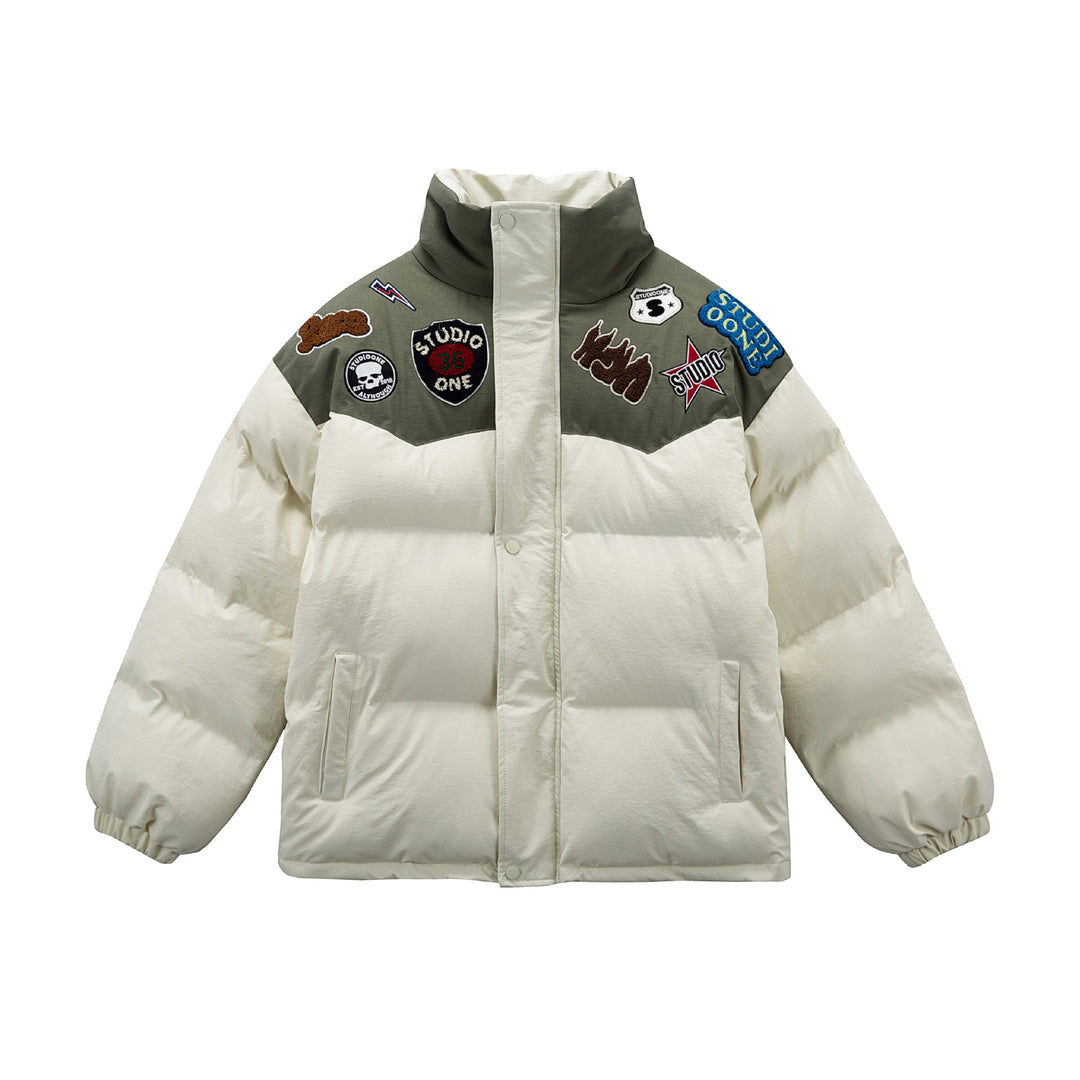 Unisex Wattierte Pufferjacke mit gestickten Patch‑Applikationen Nord Taschen