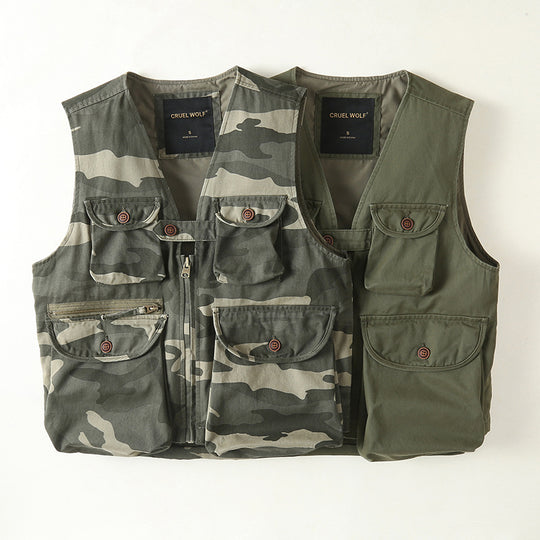 Herren Multifunktionale Outdoor-Weste mit vielen Taschen und Reißverschluss Nord Taschen