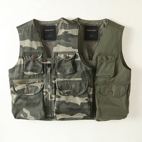 Herren Multifunktionale Outdoor-Weste mit vielen Taschen und Reißverschluss Nord Taschen
