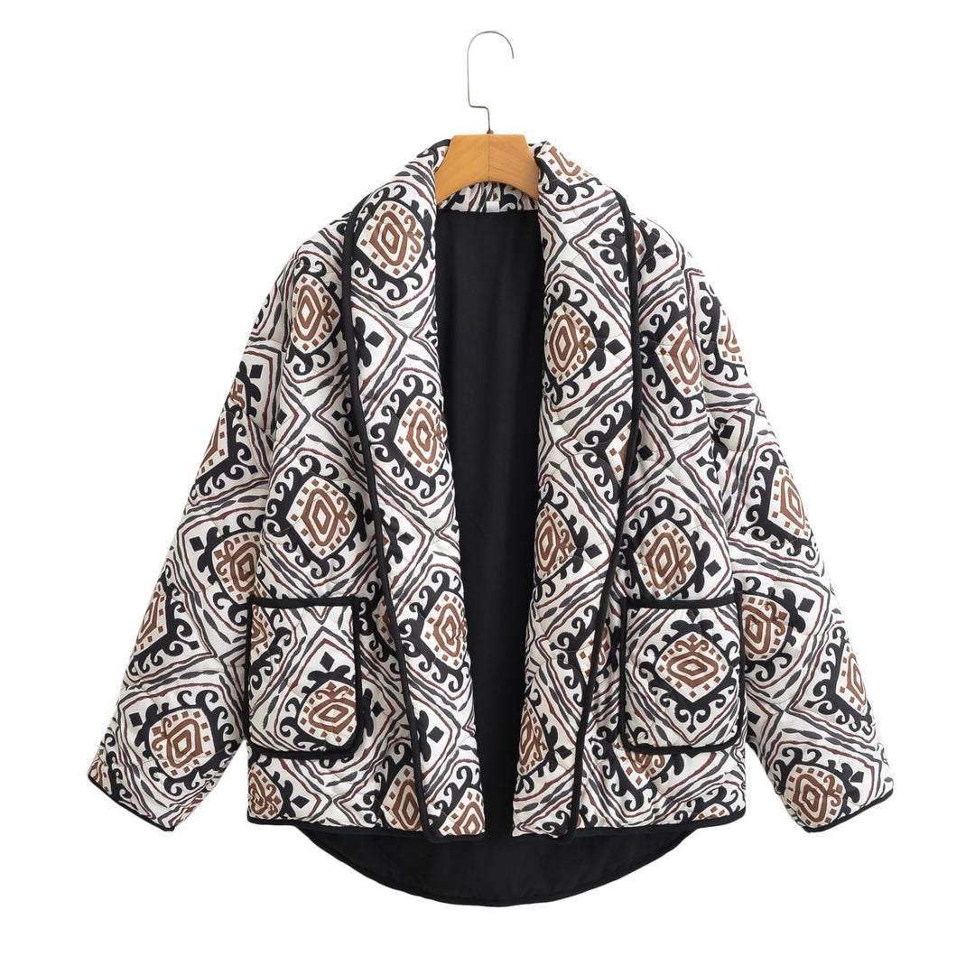 Damen Stepp-Kimonojacke mit grafischem Ethno-Print und Taillengürtel Nord Taschen
