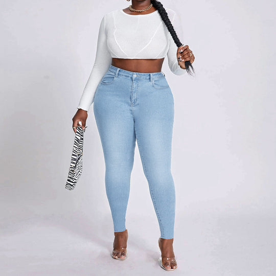 Damen High-Waist Skinny-Jeans figurschmeichelnd mit Stretch und hoher Taille Nord Taschen