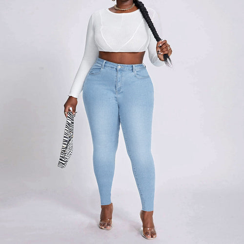 Damen High-Waist Skinny-Jeans figurschmeichelnd mit Stretch und hoher Taille Nord Taschen