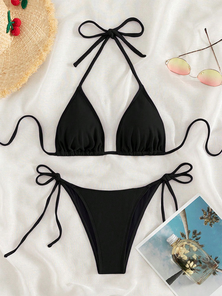 Damen Triangel-Bikini mit verstellbaren BindNord Taschenändern und hohem Beinausschnitt