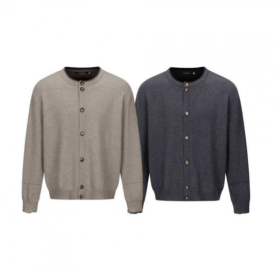 Unisex Boxy Strick-Cardigan mit Rundhals, durchgehender Knopfleiste und gerippten Abschlüssen Nord Taschen