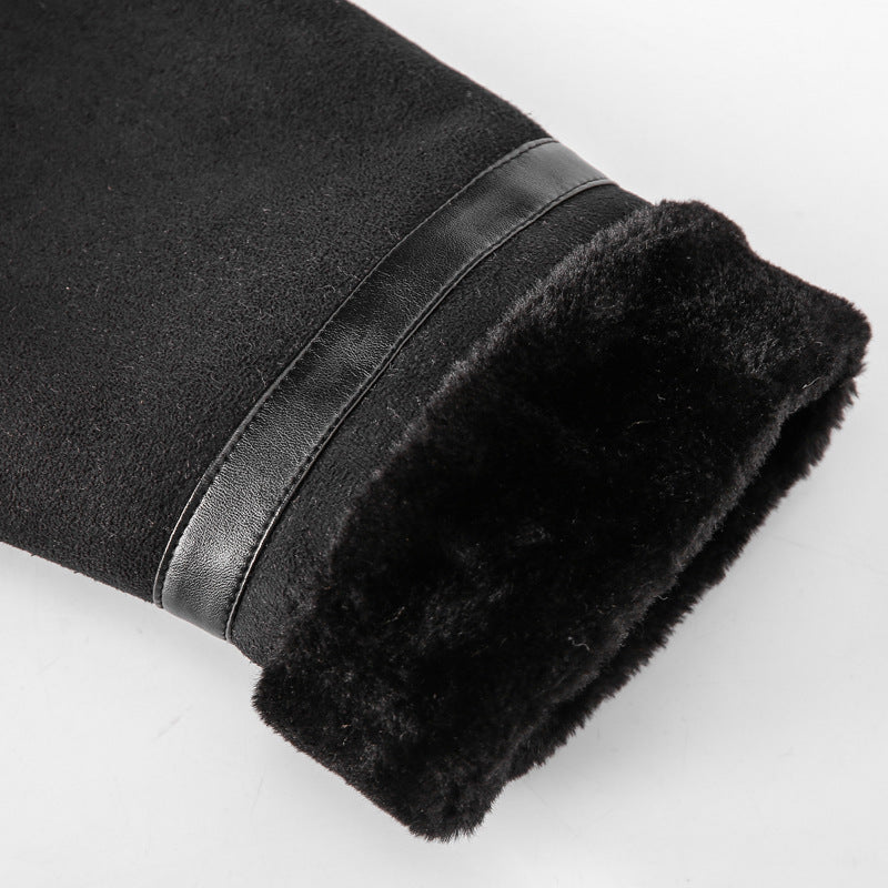 Herren Fliegerjacke mit Lammfellfutter und Kunstlederapplikationen Nord Taschen