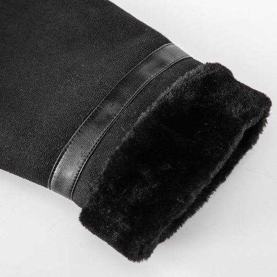 Herren Fliegerjacke mit Lammfellfutter und Kunstlederapplikationen Nord Taschen