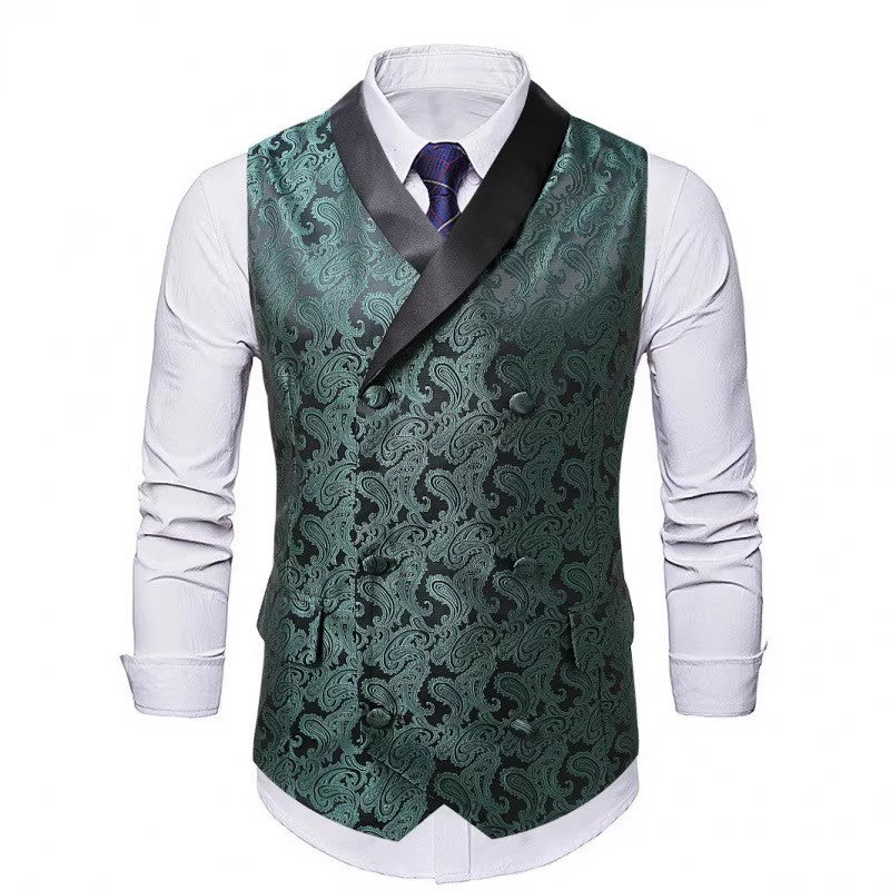 Herren Satin-Paisley-Weste mit Schalkragen und tailliertem Smoking-Look Nord Taschen