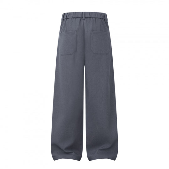 Damen Weite Highwaist-Hose mit Kellerfalten, Gürtelschlaufen und Cropped-Bein Nord Taschen