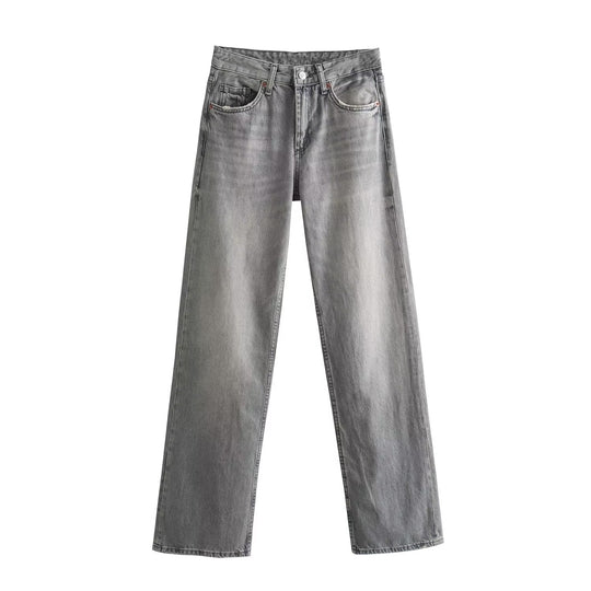 Damen Highwaist-Jeans mit geradem Bein, Five‑Pocket‑Schnitt und Vintage‑Waschung Nord Taschen