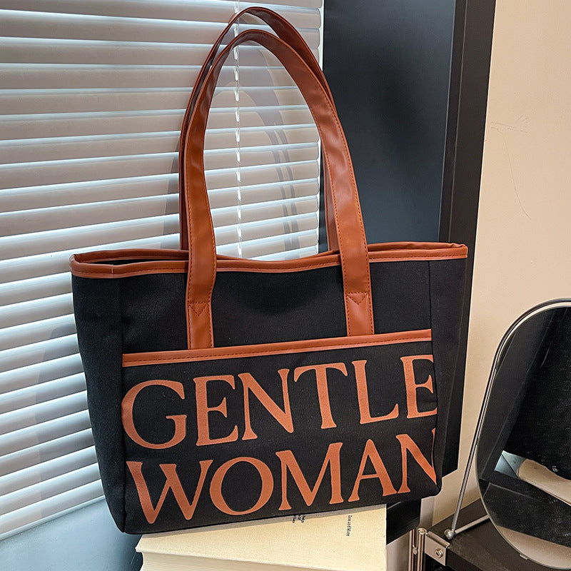 Damen Jute-Tragetasche mit stilvollem Schriftzug Nord Taschen