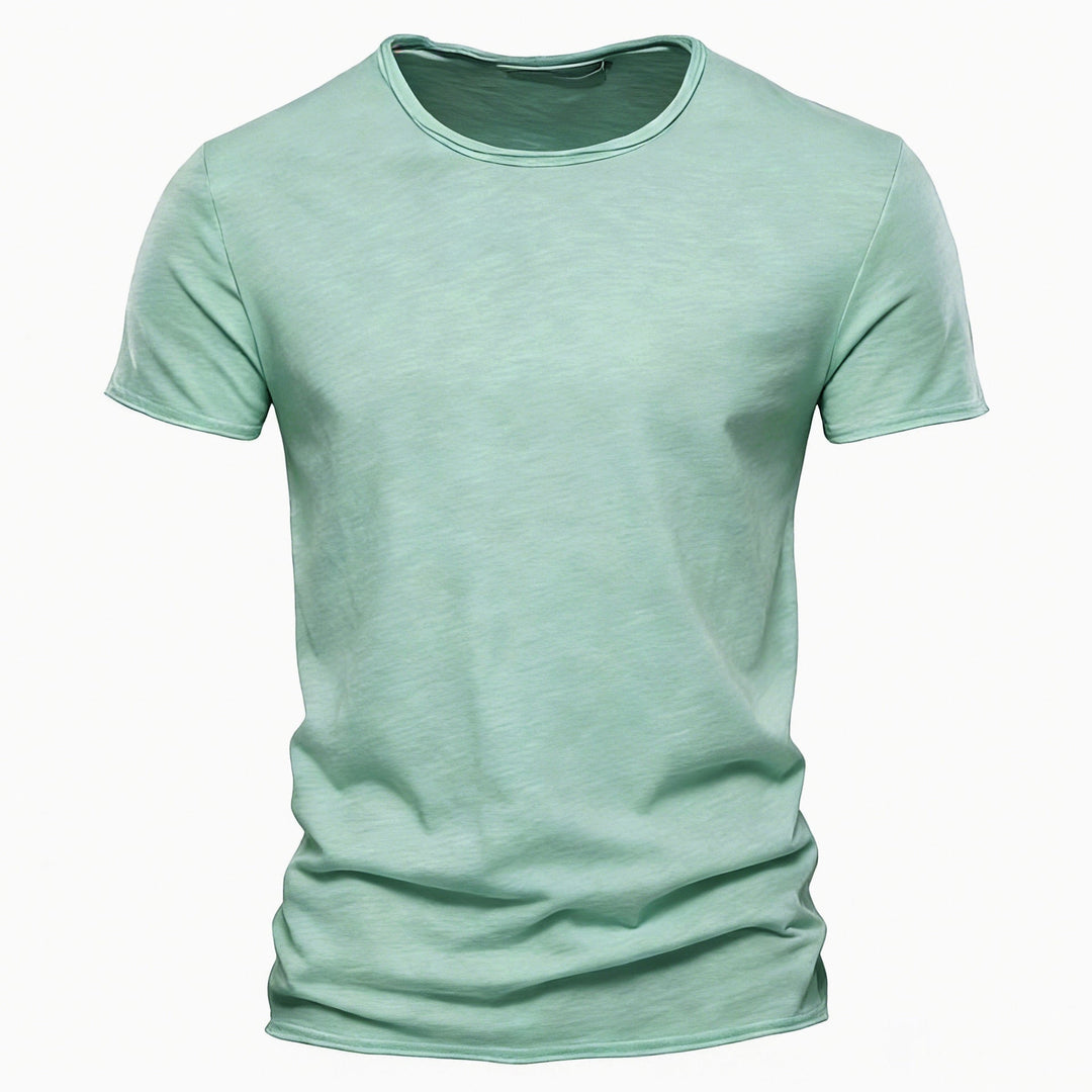 Herren nan leichtes Baumwolljersey Kurzarmshirt mit V-Ausschnitt und schmaler Passform